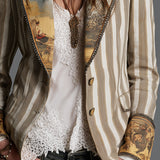 Suzanne | Blazer bohémien a righe con colletto stampato