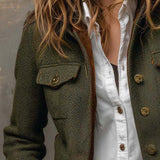 Honorine | Blazer vintage con motivo chevron e profili a contrasto