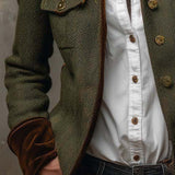 Honorine | Blazer vintage con motivo chevron e profili a contrasto