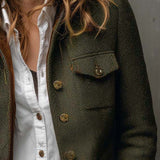 Honorine | Blazer vintage con motivo chevron e profili a contrasto