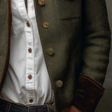 Honorine | Blazer vintage con motivo chevron e profili a contrasto