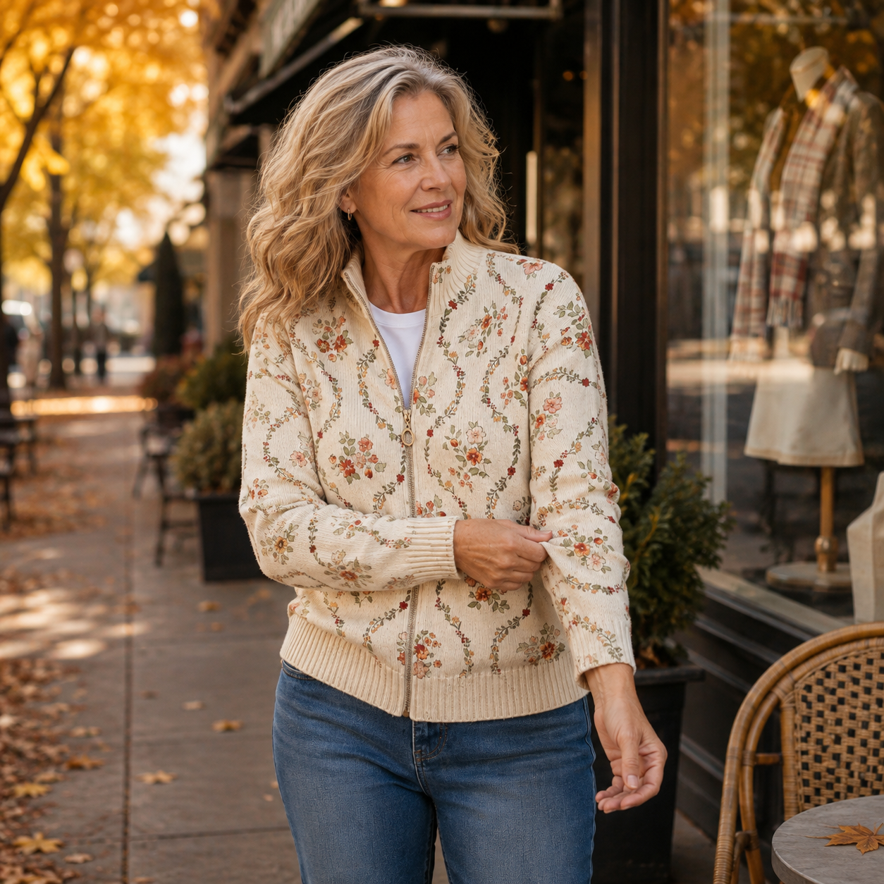 Vivienne | Cardigan Donna Floreale con Zip