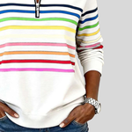 Martina | Felpa a Righe Multicolore con Zip a Quarto