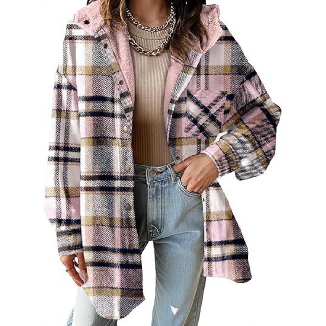 Tallulah™ — Giacca a quadri con cappuccio e vestibilità comoda