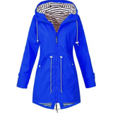 Parka lungo impermeabile da donna con cappuccio e vita regolabile