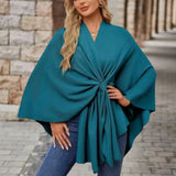 Lia™ — Poncho elegante con nodo frontale