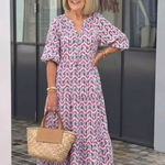 Mireya | Abito Midi con Stampa Geometrica