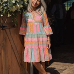 Maelle | Abito al Ginocchio con Stampa Geometrica