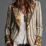 Suzanne | Blazer bohémien a righe con colletto stampato