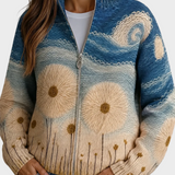 Yolanda - Cardigan trapuntato con zip e motivo tarassaco