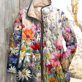 Giacca casual trapuntata da donna con fiori di ispirazione vintage