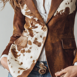 Agathe | Blazer Vintage con Stampa Mucca Ecosostenibile