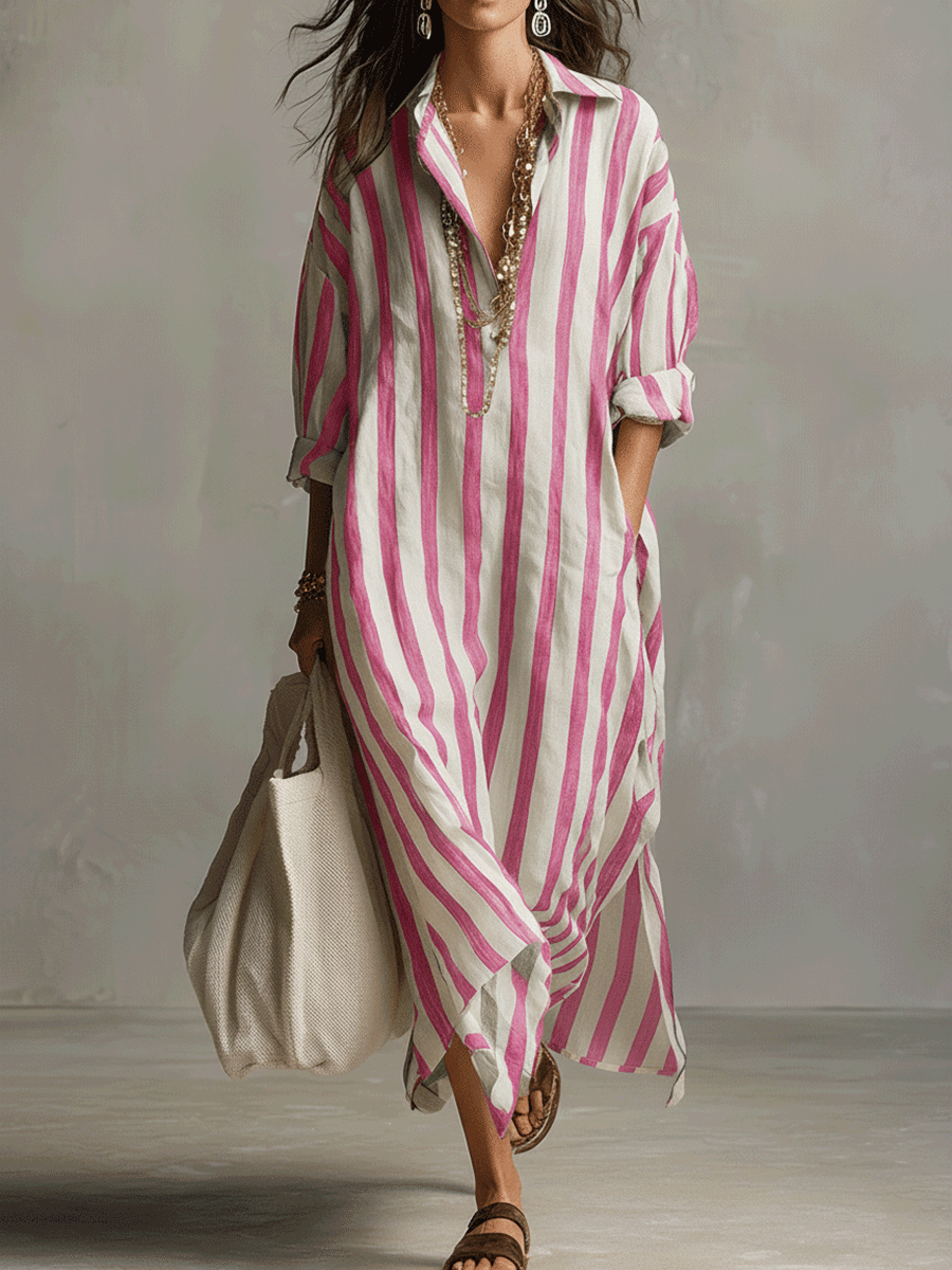 Abito Maxi Boho a Righe