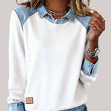 SILVIA | TOP IN MAGLIA PATCHWORK CON DETTAGLI DENIM