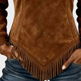 Petra - Felpa elegante da donna con pelliccia e frange
