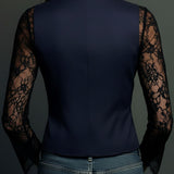 Noémie | Top blazer nero con maniche semitrasparenti