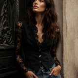 Noémie | Top blazer nero con maniche semitrasparenti