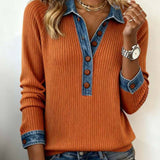 SILVIA | TOP IN MAGLIA PATCHWORK CON DETTAGLI DENIM