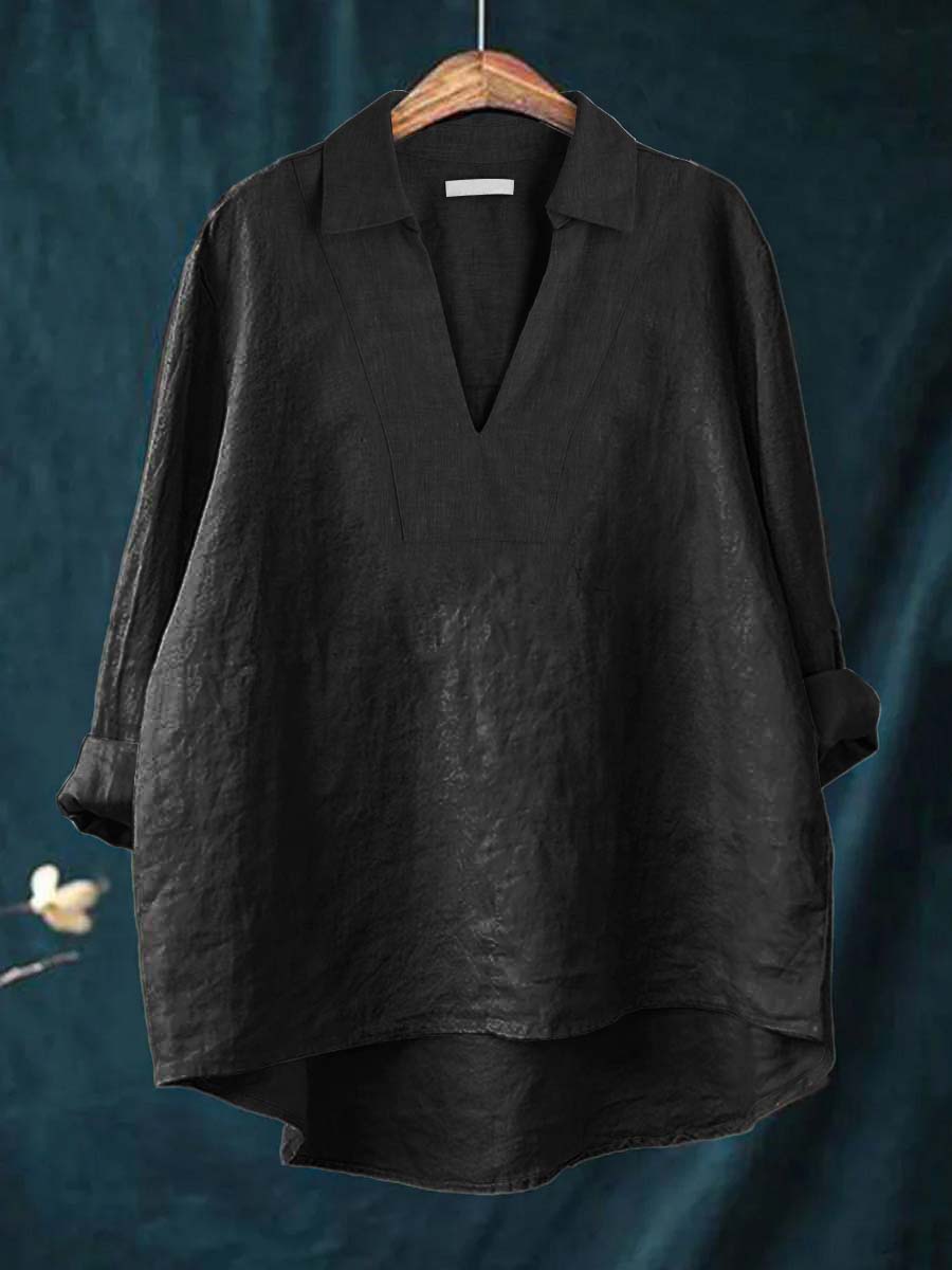 CELESTINE | BLUSA COLOR CARAMELLO CON SCOLLO A V