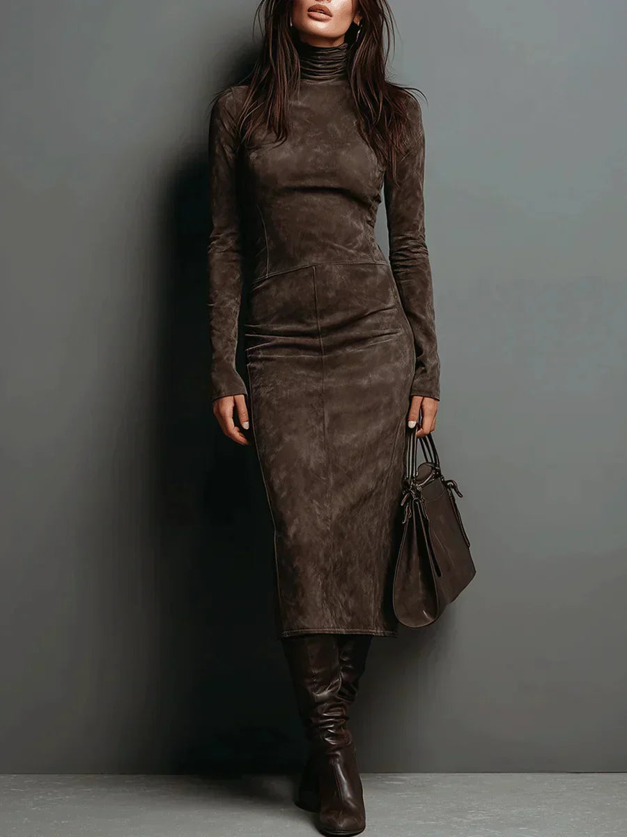SELWYNNE | ABITO MAXI IN SUEDE CON COLLO ALTO
