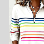 Martina | Felpa a Righe Multicolore con Zip a Quarto