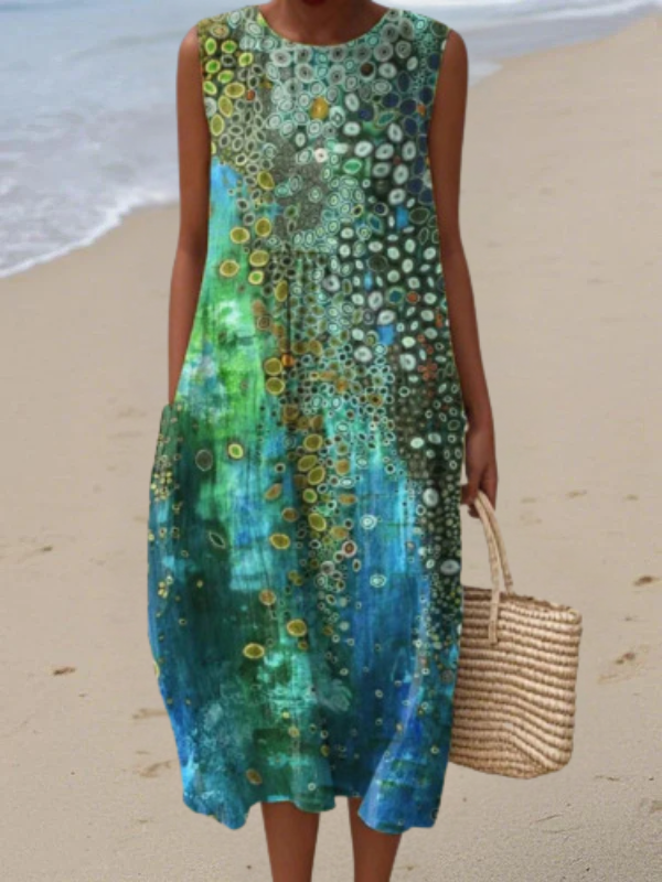 Abito Midi Senza Maniche Reef Multicolore
