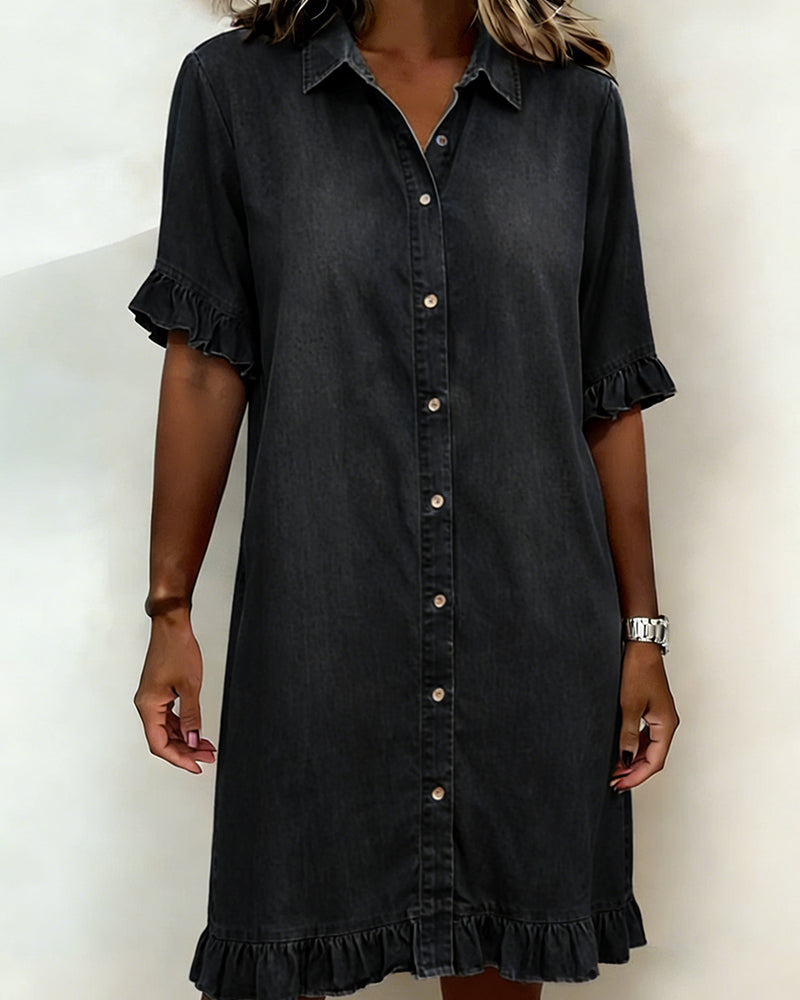 Maria | Abito in Denim con Pieghe