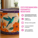 Cesto portabiancheria trapuntato con foglie d’autunno NCU0NNT1063