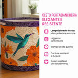 Cesto portabiancheria trapuntato con fantasia letteraria NCU0PVL459
