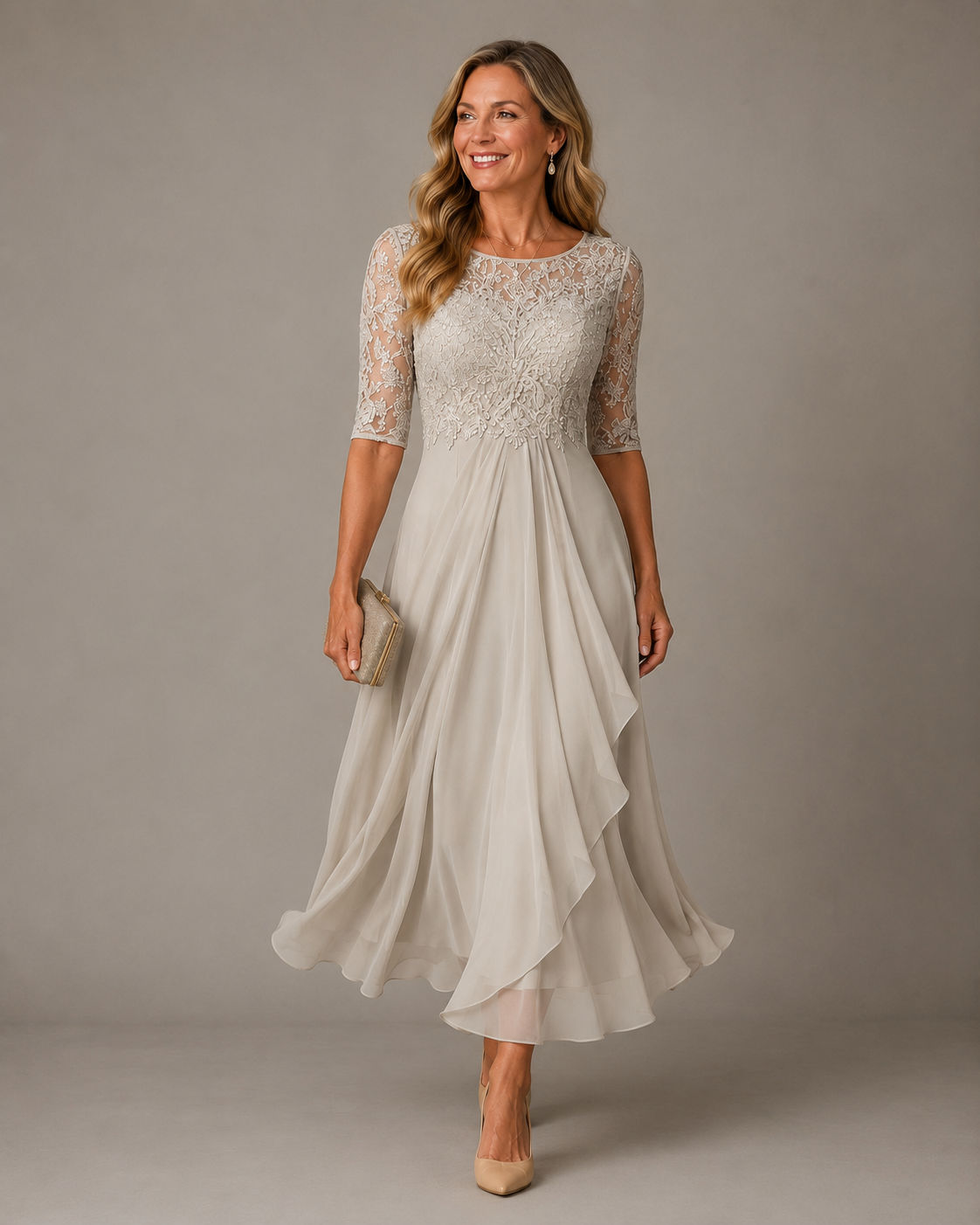 Rosa | Abito Midi in Pizzo