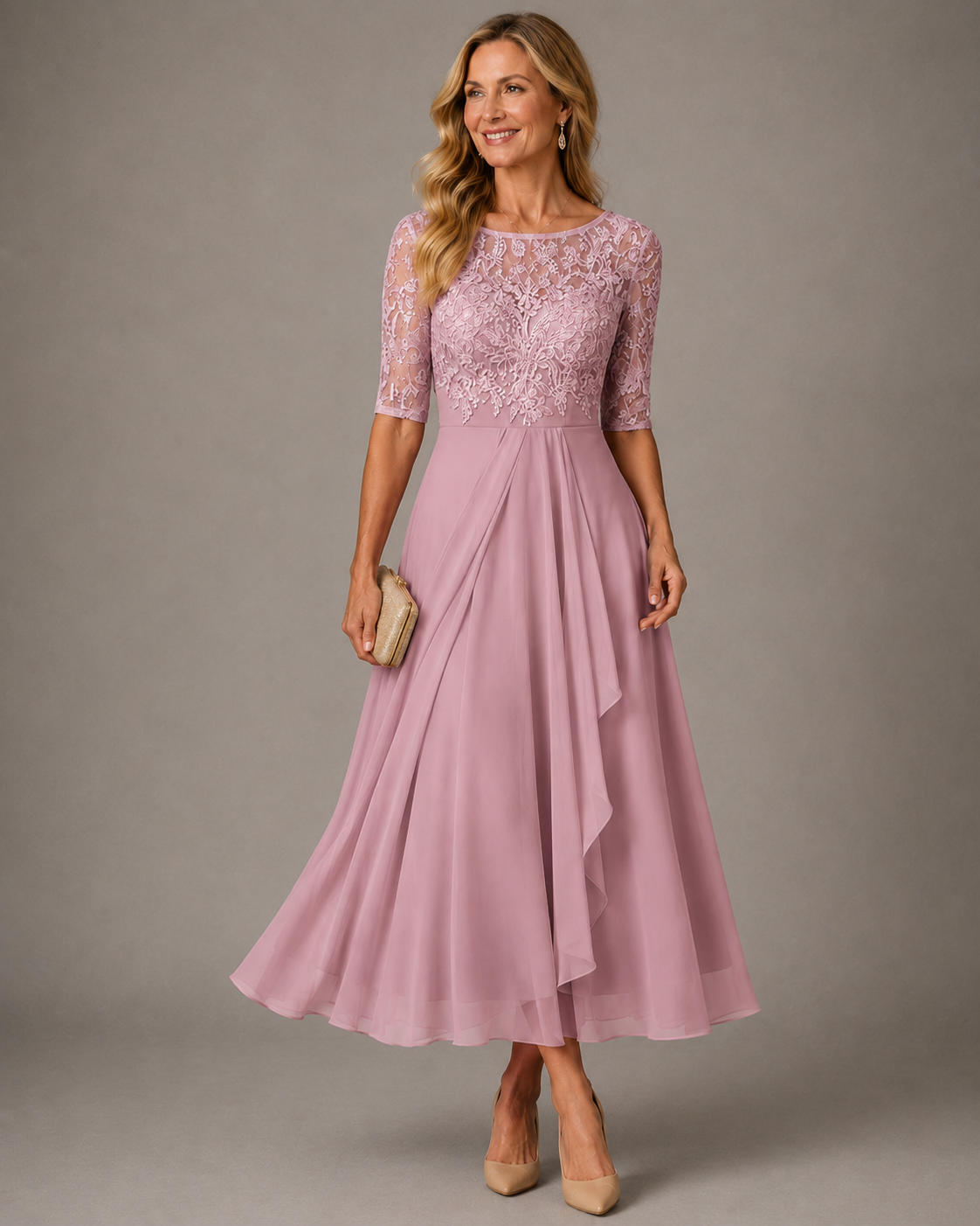 Rosa | Abito Midi in Pizzo