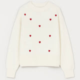 ROMILLY | MAGLIONE BIANCO CON MOTIVO A CUORE ROSSO