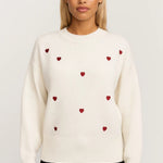 ROMILLY | MAGLIONE BIANCO CON MOTIVO A CUORE ROSSO