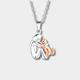 Necklace with a cat hug pendant