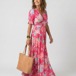 Ione | Abito Midi Floreale con Scollo a V