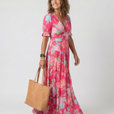 Ione | Abito Midi Floreale con Scollo a V