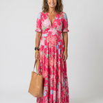 Ione | Abito Midi Floreale con Scollo a V