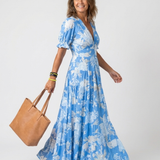 Ione | Abito Midi Floreale con Scollo a V