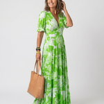 Ione | Abito Midi Floreale con Scollo a V