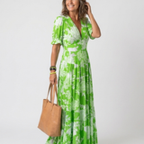 Ione | Abito Midi Floreale con Scollo a V