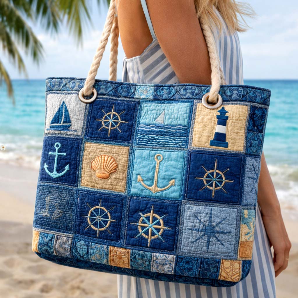 Borsa Mare e Viaggio Trapuntata Nautica Blu