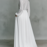 Elisa - Maxi Minimalista con Patchwork, Collo Alto e Maniche Lunghe