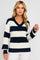 MIRELLE | MAGLIONE A RIGHE CON COLLO A V IN MAGLIA CABELLO