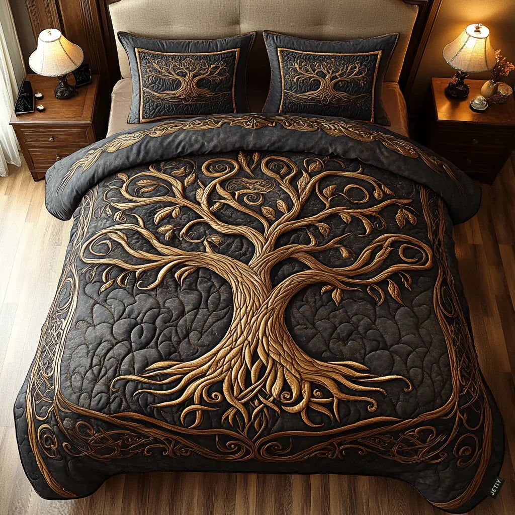 Set di biancheria da letto trapuntato 3 pezzi - Armonia dorata