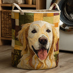 Cesto Trapuntato per Biancheria — Golden Retriever Felice