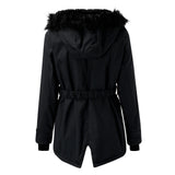 Parka da donna con cappuccio, bottoni e tasche