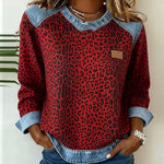 Claudia | Maglione Leopardato con Collo in Denim