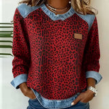 Claudia | Maglione Leopardato con Collo in Denim