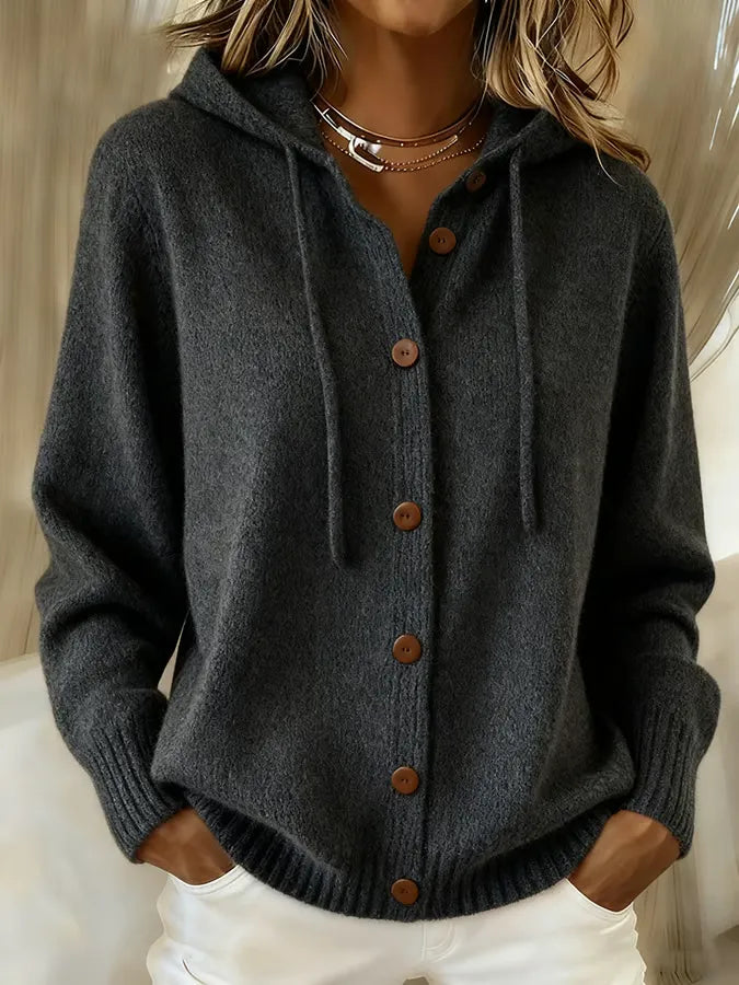 Bettina | Cardigan Morbido con Cappuccio e Bottoni