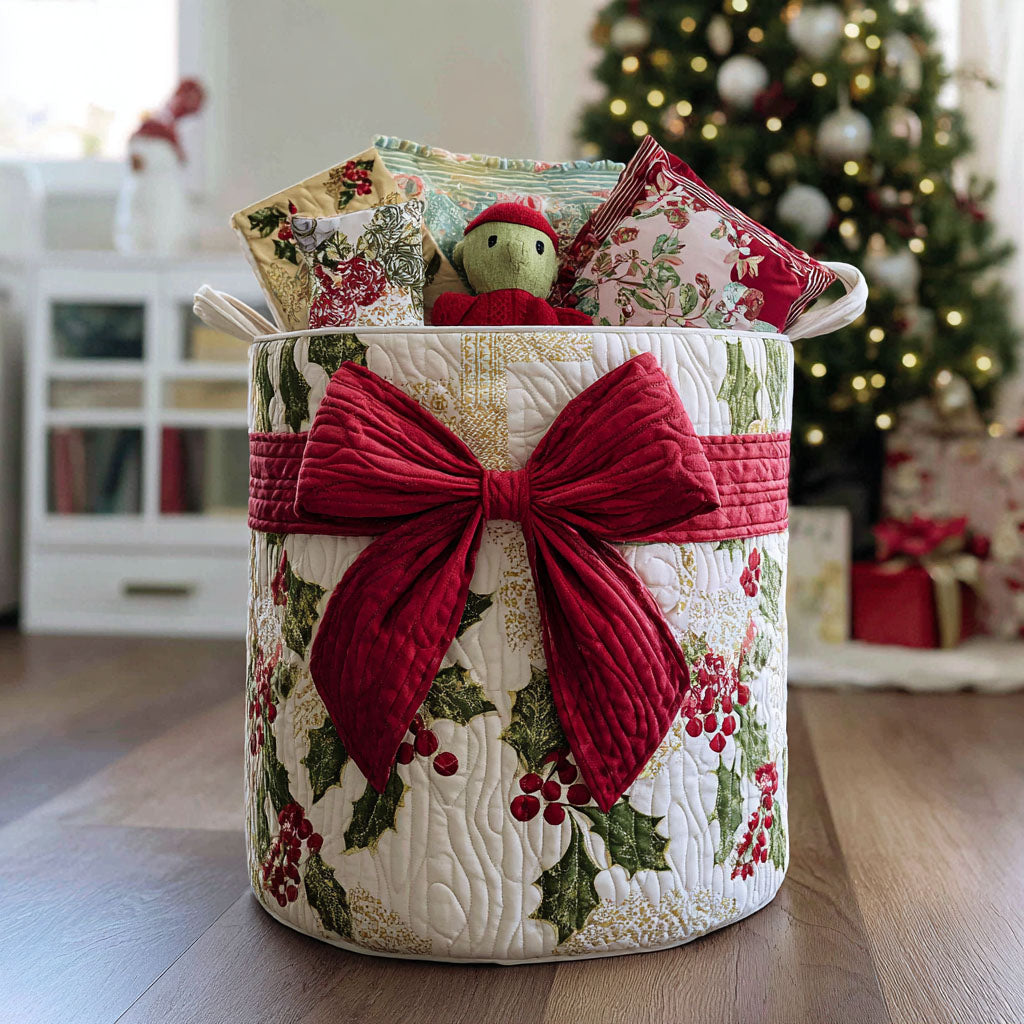 Cesto Trapuntato per Biancheria — Natale